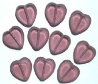 10 15mm Flat Cut Window Heart Beads Amethyst